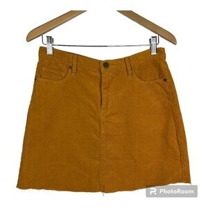 Blank NYC High Rise Corduroy Skirt Raw Hem Marigold  NWT Sz 28